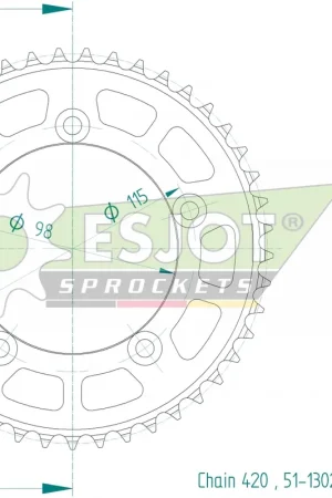 Dagaanbieding ESJOT - REAR ALU 45T, 420 - Sprockets - Lichtgewicht Aluminium