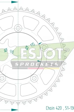 ESJOT - REAR ALU 49T, 420 - Sprockets - BLACK Seizoensaanbieding