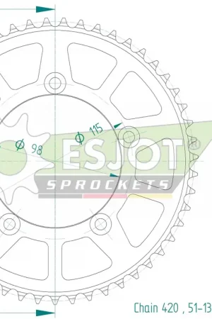 ESJOT - REAR ALU 51T, 420 - Sprockets - Aluminium 51T Betaalbaar