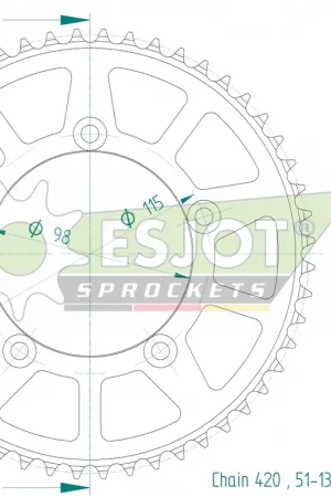 ESJOT - REAR ALU 52T, 420 - Sprockets - Lichtgewicht en duurzaam Koopje