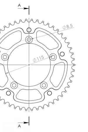 Ambachtelijk SUPERSPROX - REAR ALU 48T, BLACK, 420 - Sprockets - Aluminium