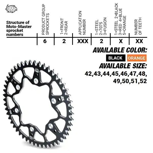Koopje MOTO MASTER - REAR ALU 50T, BLACK, 420 - Sprockets - Aluminium