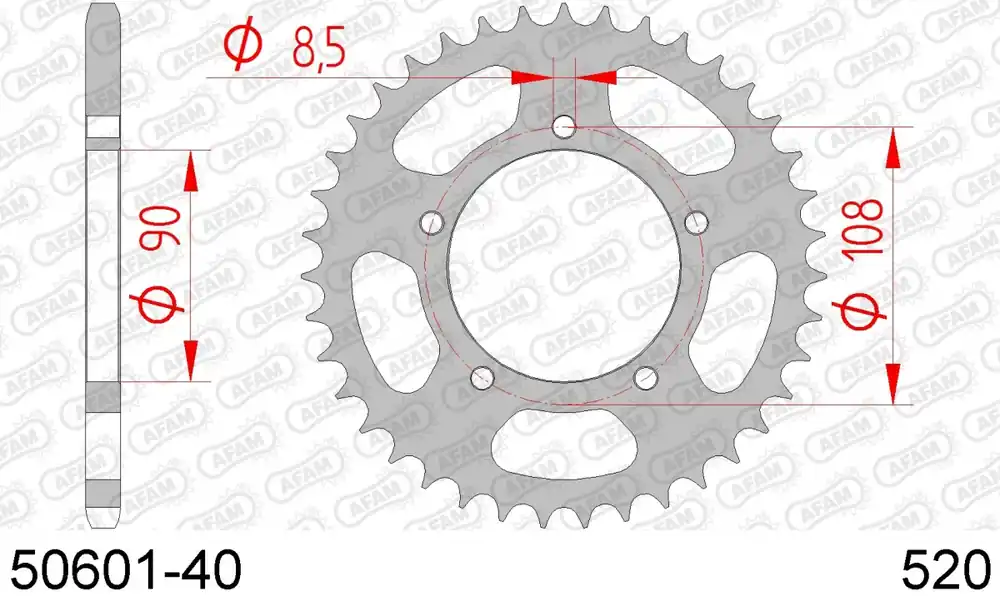 Shop Nu AFAM - REAR STEEL 40T, 520 - Sprockets - Duurzaam en Betrouwbaar