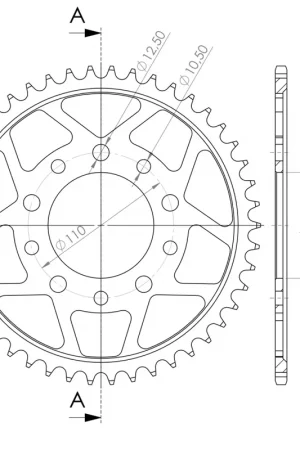 Ambachtelijk SUPERSPROX - REAR STEEL 45T, BLACK, 530 - Sprockets - Duurzaam en Stijlvol