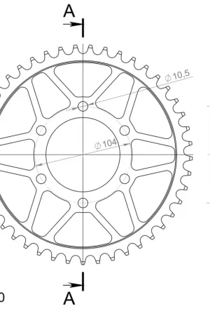 Favoriet SUPERSPROX - REAR STEEL 45T, BLACK, 520 - Sprockets - Staal