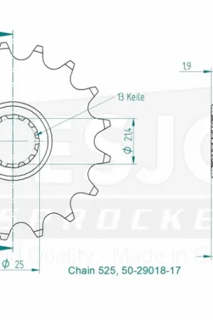 Koopje ESJOT - FRONT 17T, 525 - Sprockets - 17T