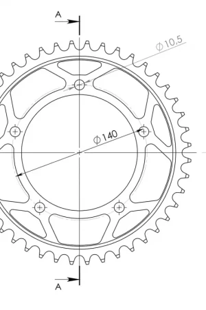 SUPERSPROX - REAR STEEL 44T, BLACK, 530 - Sprockets - Staal Ambachtelijk