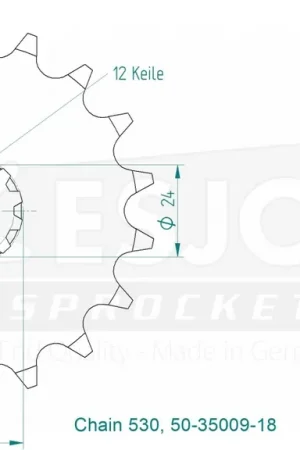 Populair ESJOT - FRONT 18T, 530 - Sprockets - 18T