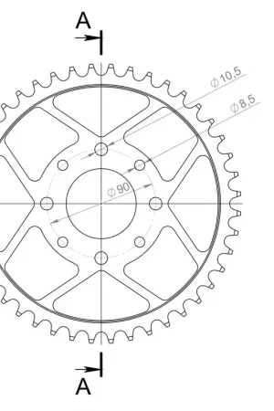 SUPERSPROX - REAR STEEL 44T, BLACK, 520 - Sprockets - Staal Rechtstreeks Van De Fabrikant