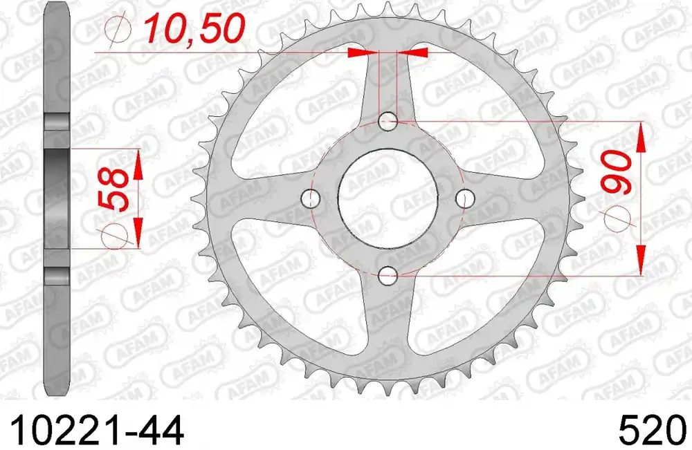 AFAM - REAR STEEL 44T, 520 - Sprockets - Stalen achtertandwiel Voordeelprijs