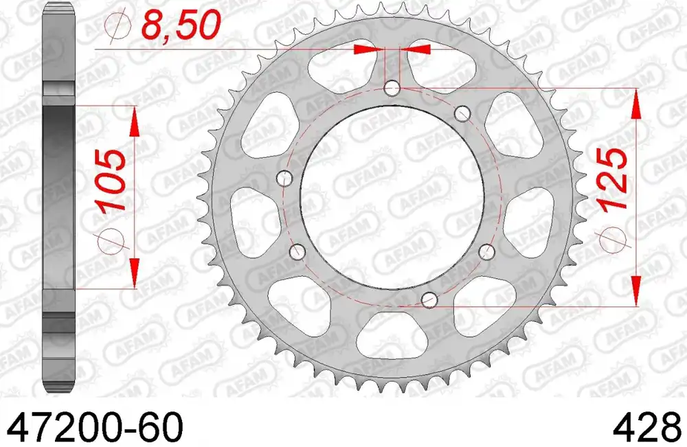 Bulkbestelling AFAM - REAR STEEL 60T, 428 - Sprockets - Staal