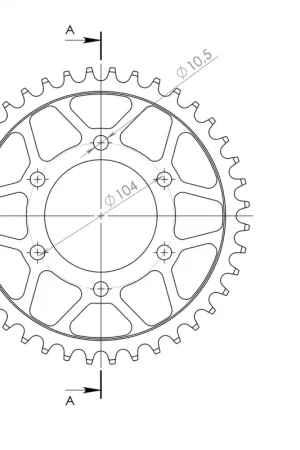 SUPERSPROX - REAR STEEL 43T, BLACK, 520 - Sprockets - Staal Bulkbestelling