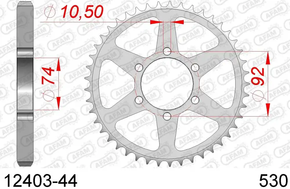 AFAM - REAR STEEL 44T, 530 - Sprockets - Geschikt voor Yamaha Goedkoop