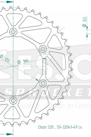 In De Mode ESJOT - REAR STEEL LIGHT 49T, 520 - Sprockets - Staal en lichtgewicht