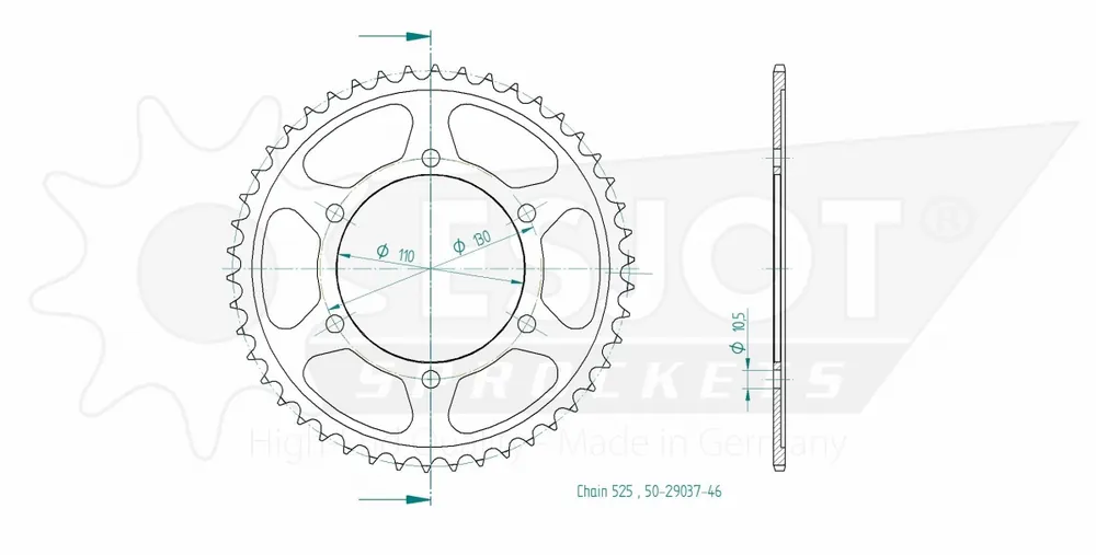 ESJOT - REAR STEEL 46T, 525 - Sprockets - Achtertandwiel Luxe