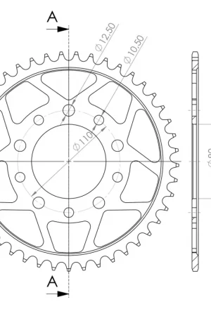 SUPERSPROX - REAR STEEL 46T, BLACK, 525 - Sprockets - 46T Nu Kopen