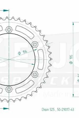 ESJOT - REAR STEEL 43T, 525 - Sprockets - Compatibel met Suzuki Beperkte Voorraad