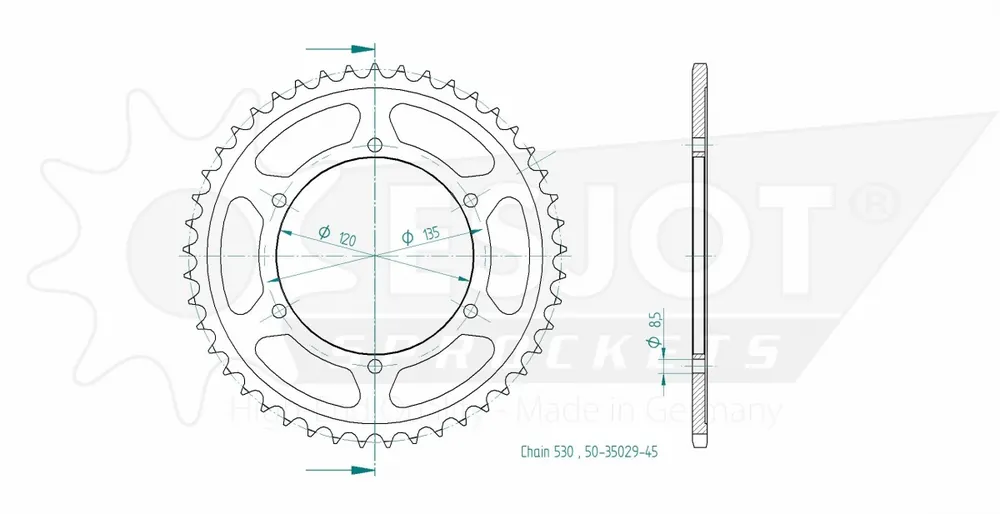 ESJOT - REAR STEEL 45T, 530 - Sprockets - Compatibiliteit met Yamaha Hete Deal