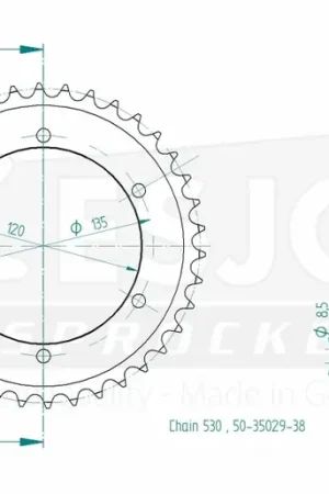 ESJOT - REAR STEEL 38T, 530 - Sprockets - Compatibel met Yamaha Laatste Kans