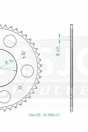 ESJOT - REAR STEEL 47T, 525 - Sprockets - Geschikt voor Aprilia SRV 850 Hete Deal