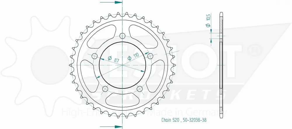 ESJOT - REAR STEEL 38T - Sprockets - 520 Finale Uitverkoop