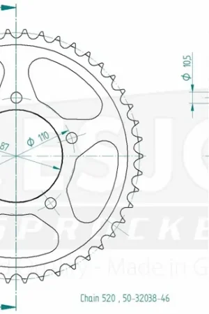 ESJOT - REAR STEEL 46T, 520 - Sprockets - Geschikt voor Suzuki Professioneel