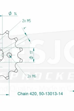 ESJOT - FRONT 14T, 420 - Sprockets - Compatibel met Honda en Kawasaki Aanbieding