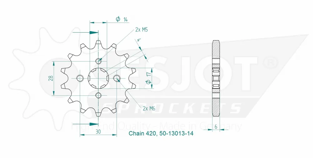 ESJOT - FRONT 14T, 420 - Sprockets - Compatibel met Honda en Kawasaki Aanbieding