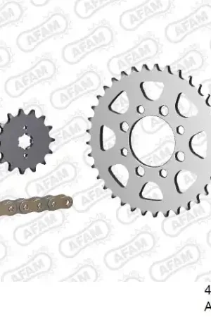 Exclusieve Aanbieding AFAM - 420R1 90 AR (CLIP) GOLD & SPROCKETS - Chain Kits - STEEL