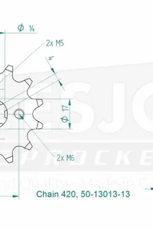 ESJOT - FRONT 13T, 420 - Sprockets - Compatibel met Honda en Kawasaki Dagaanbieding