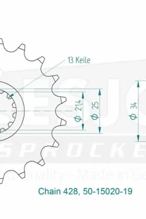 Hoge Kwaliteit ESJOT - FRONT 19T, 428 - Sprockets - Compatibel met Yamaha
