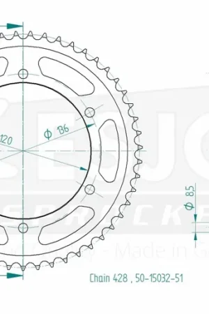 Bestel Nu ESJOT - REAR STEEL 51T, 428 - Sprockets - Compatibel met diverse Yamaha modellen