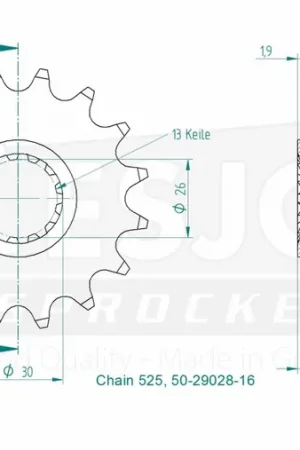 ESJOT - FRONT 16T, 525 - Sprockets - Compatibel met Yamaha Bestseller