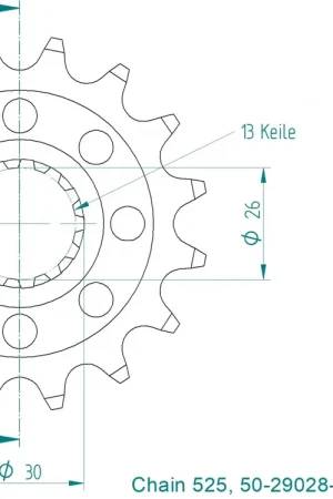 ESJOT - FRONT LIGHT 16T, 525 - Sprockets - Compatibel met Yamaha Op = Op