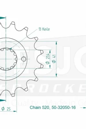 ESJOT - FRONT 16T, 520 - Sprockets - Compatibel met Honda en Kawasaki Must-Have