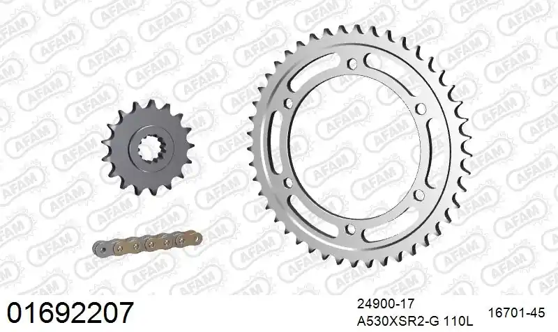 Bestseller AFAM - 530XSR2 110 MRS (RIVET) GOLD & SPROCKETS - Chain Kits - Steel
