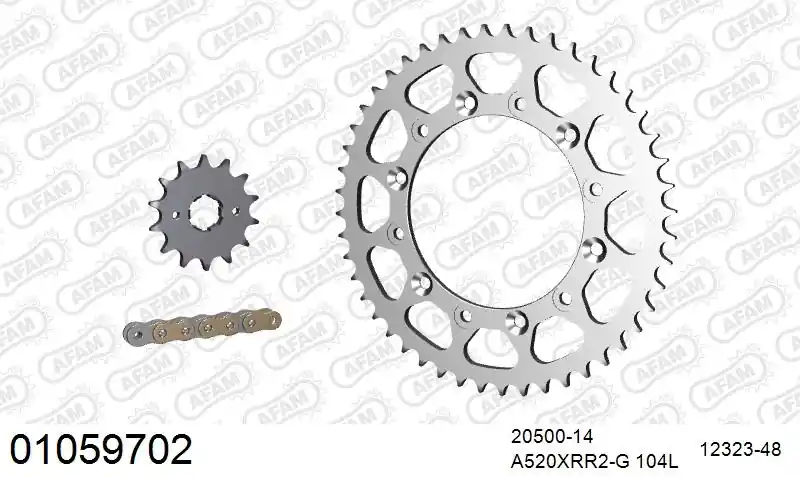 Beperkt Aanbod AFAM - 520XRR3 104 ARS (CLIP) GOLD & SPROCKETS - STEEL