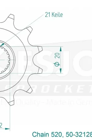 Merkproduct ESJOT - FRONT 13T, 520 - Sprockets - Compatibel met Honda