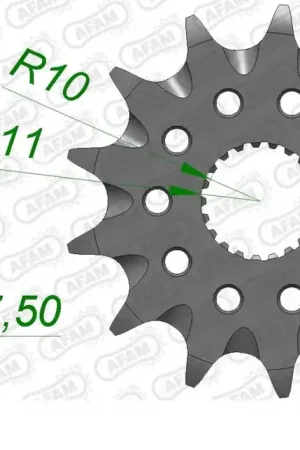 Handgemaakt AFAM - FRONT 14T, 520, SELF CLEANING - Sprockets - Compatibel met Honda