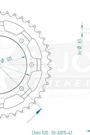 ESJOT - REAR STEEL 43T, 520 - Sprockets - Compatibel met Kawasaki KLR 600 Nu Kopen