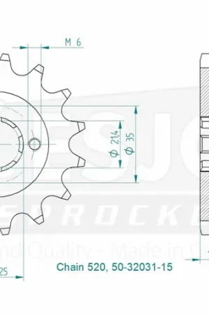 Hoge Kwaliteit ESJOT - FRONT 15T, 520 - Sprockets - Compatibel met Suzuki DR 750/800