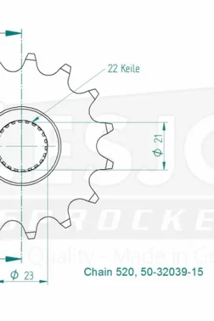 Laatste Kans ESJOT - FRONT 15T, 520 - Sprockets - Compatibel met Yamaha Xj 600