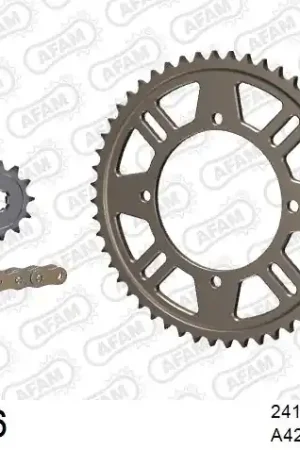 Direct Beschikbaar AFAM - 428MX 124 ARS (CLIP) GOLD & SPROCKETS - Chain Kits - ALU