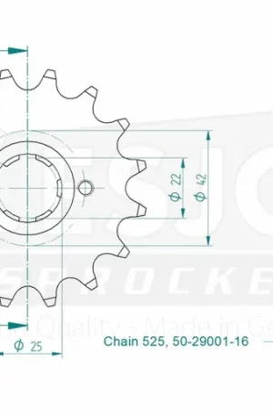 Meest Verkocht ESJOT - FRONT 16T, 525 - Sprockets - Geschikt voor Honda modellen