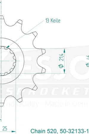 Direct Verzonden ESJOT - FRONT 14T, 520 - Sprockets - Compatibel met Kawasaki Z 750 en Z 800
