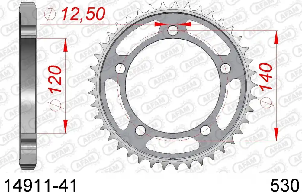 Authentiek AFAM - REAR STEEL 41T, 530 - Sprockets - Geschikt voor Suzuki en Triumph