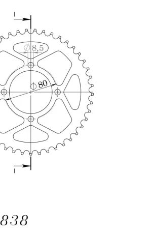 SUPERSPROX - REAR STEEL 45T, BLACK, 428 - Sprockets - Staal Luxe