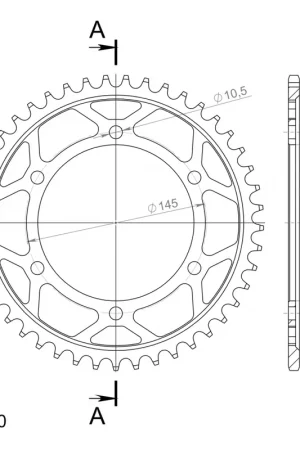 SUPERSPROX - REAR STEEL 45T, BLACK, 530 - Sprockets - Compatibel met Yamaha Fzr 600 Populair