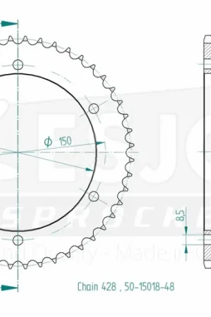 ESJOT - REAR STEEL 48T, 428 - Sprockets - Compatibel met Kawasaki Kmx 125 Handgemaakt