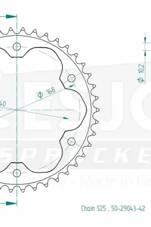 Nieuw Model ESJOT - REAR STEEL 42T, 525 - Sprockets - 10.5MM BOLTS